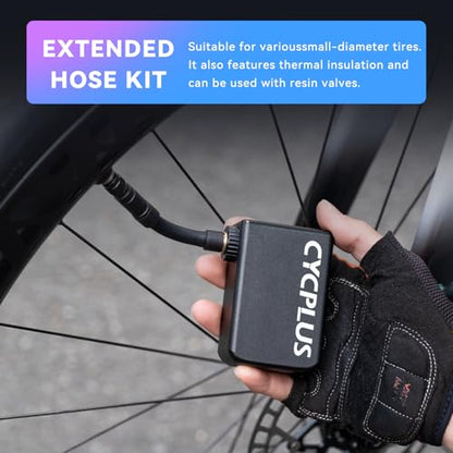 CYCPLUS AS2 Pro Max Tiny Pump Mini with Gauge, Max 120 PSI Cordless Bicycle Air Pump, Auto Stop, with Presta and Schrader Valve for Car, Motorcycle, Bike and Ball