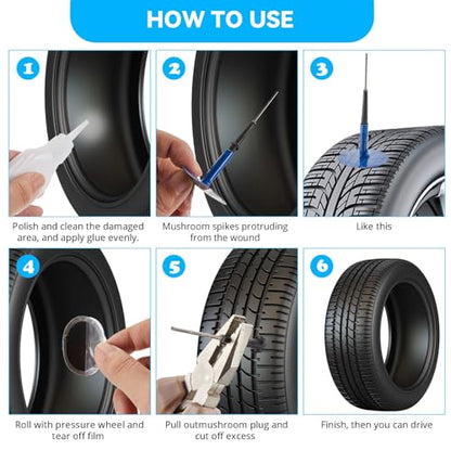 Frienda Tire Patches Kit Rubber Tire Repair Patch Mushroom Plug Kit Rubber Puncture Repair Plug for Car Motorcycle Truck Bus - size: 1/6" X 1 3/8"