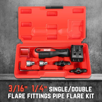 DNA Motoring 7pcs Universal Brake Line Double Flaring Tool for 3/16'' and 1/4'' SAE,Flaring Tool,Creates 45° Single,Double & Bubble Flares,Flare Tool for Vehicle Brake & Hydraulic Lines, TOOLS-00807 - style: 7pcs for 3/16'', 1/4'' SAE