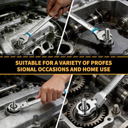 GRENPRO 23PCS Flex-Head Ratcheting Wrench Set, Combination Ratchet Wrenches Set Metric and Standard & SAE with Organizer Box, 6-18mm & 1/4" to 3/4" with Color Ring, CRV Socket Mechanic Tools Sets - style: 23PCS Flex-Head Ratcheting Wrench Set