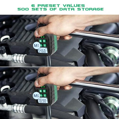 1/2-Inch Digital Torque Adapter, 7.38-147.5 Ft.lb/10-200 N.m, Electronic Torque Wrench Converter with ±2% Accuracy, Preset Function, Data Storage, 3/8” & 1/4” Adapter for Bike, Moto, Car - size: 7.38-147.5 Ft-lb/10-200 Nm