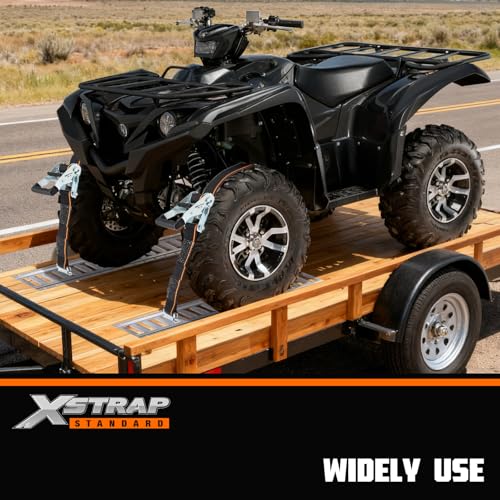 XSTRAP STANDARD 4 Pack E-Track Ratchet Straps 2" x16' Black Tie Down Straps | 4,400 LBS Break Strength Heavy Duty Wheel Tie-Downs for Moving, Truck, Trailers, Motorcycles, Kayaks, Car Roof, Vans - size: Black-4PK-16FT