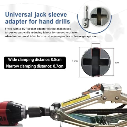 Universal Jack Socket Adapter for Hand Drill, Scissor Jack Drill Adapter for Car, with a 1/2 in Socket Adapter Bit