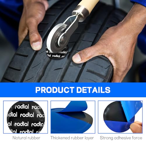 wuyaoyao 150PCS Tire Patch Kit, Dia. 1.61" (41mm) Tubeless Patches | Round Natural Rubber Tyre Patches for Fast Repair, Heavy Duty Cold Patch for Car Truck Motorcycle Bike Inner Tires - size: 41mm-150PCS