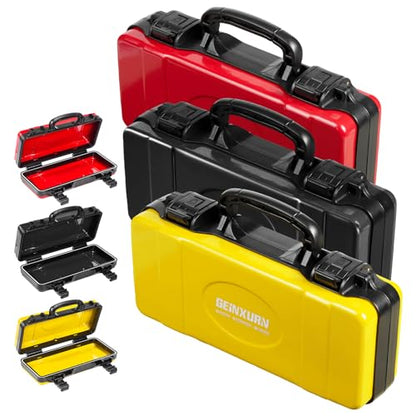Geinxurn 3 Pieces Metal 11 Inches Steel Tool Organizer Portable Toolbox Red, Black and Yellow, Durable ABS Tool Storage with Plastic Handle and Double-Buckles - color: 3PCS