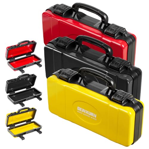 Geinxurn 3 Pieces Metal 11 Inches Steel Tool Organizer Portable Toolbox Red, Black and Yellow, Durable ABS Tool Storage with Plastic Handle and Double-Buckles - color: 3PCS