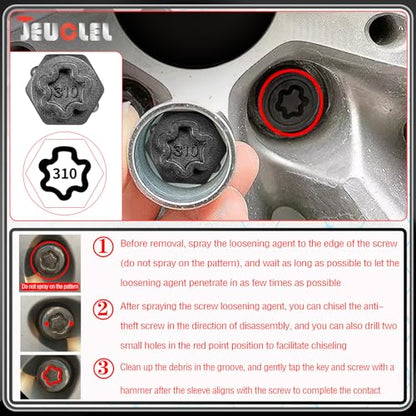 32PCS Wheel Locking Nut Key Kit Compatible with Mercedes Benz | Wheel Lock Nut Socket Adapter Set, Anti-Theft Lug Removal Tool, Anti-Theft Screw Remover, Repair Tool, Tyre Fitting, garage - color: 32PCS 301-330 Scoket Set