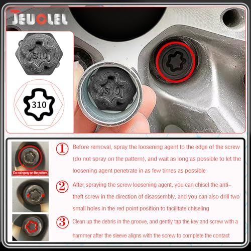 32PCS Wheel Locking Nut Key Kit Compatible with Mercedes Benz | Wheel Lock Nut Socket Adapter Set, Anti-Theft Lug Removal Tool, Anti-Theft Screw Remover, Repair Tool, Tyre Fitting, garage - color: 32PCS 301-330 Scoket Set