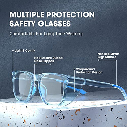 Safety Glasses Anti-Fog Goggles Protective Eyewear Anti Blue Light Protection Glasses For Women And Men - color: Blue
