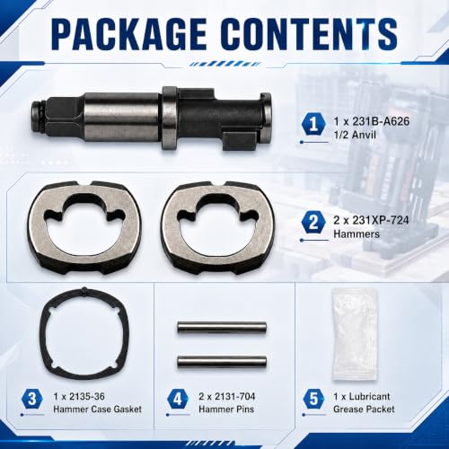 2135-THK1 Pneumatic Impact Wrench Hammer Head Set for Ingersoll-Rand Replacement Parts 2135Ti, 2135QTi