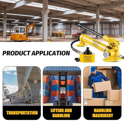 NEWTRY 50 ton Low Profile Hydraulic Jack Porta Power Kit + CP-700 Manual Hydraulic Hand Pump Multi Section Jack, 2.56” Stroke Industrial Mini Hydraulic Cylinder - size: 50T Hydraulic Jack + cp-700 Pump