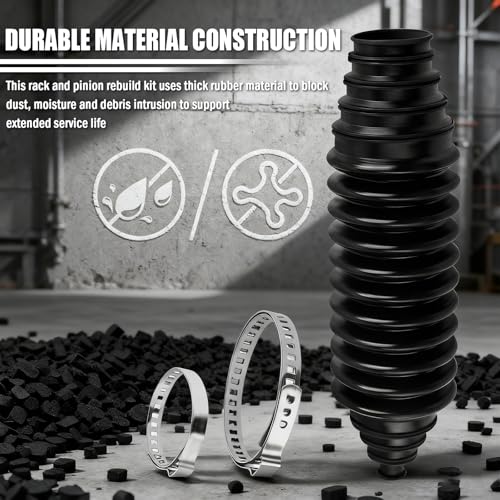 2PCS Cuttable Rubber Inner Tie Rod Boot Kit,Rack and Pinion Boot Set Includes Cable Ties and Clamps,Thickened Steering Rack Boots Kit with CV Boots Clamp Pliers as Car Accessories