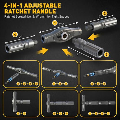 46 in 1 Magnetic Ratchet Screwdriver Set, Multi-Bit Screwdriver Kit, Nut Driver Set, Detachable Ratchet Handle with Storage Case, Repair Tool Kit for Furniture, Computer, Bicycle - style: 46-in-1 New Version