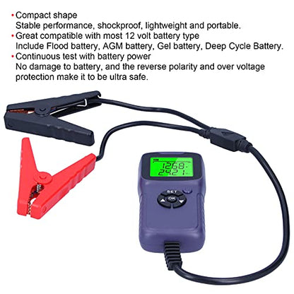 A300 Digital Car Battery Tester LCD Battery Test Analyzer Auto Test Diagnostic Tools with Wide CCA Range 100-1700 for 12V Flood AGM Gel Deep Cycle Batteries ABS 13x6.2x2.8cm (Purple) - color: Purple