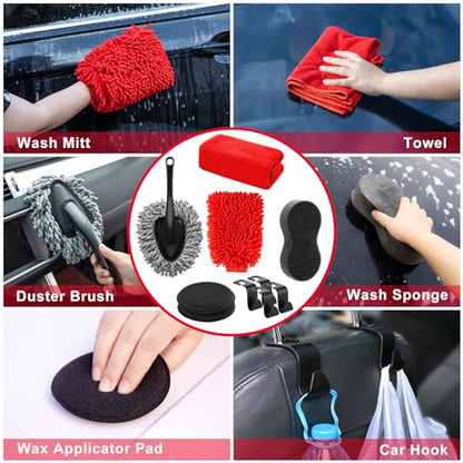 39Pcs Car Wash Cleaning Kit with Foam Gun Sprayer Detailing Brushes Collapsible Bucket Windshield Cleaning Tool Tire Brush Towels Complete Interior Exterior Detailing Set for Car - size: 39Pcs