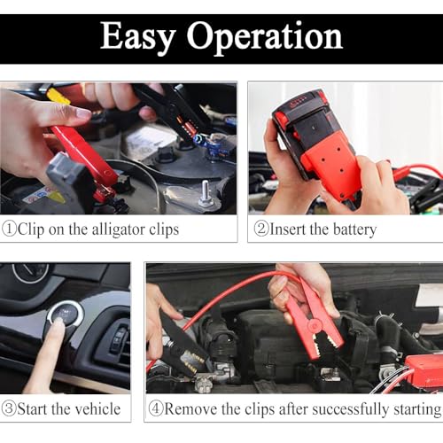 GRZWAYS Jumper Cable Clamps Compatible with Mil.waukee M18 18V Battery Jumper Starter for Mid-Size Cars Light Trucks Car, Automotive Booster Cables 6ft 8AWG Cable Power Tool Line, Silicone wire 392℉ - size: 6 FT