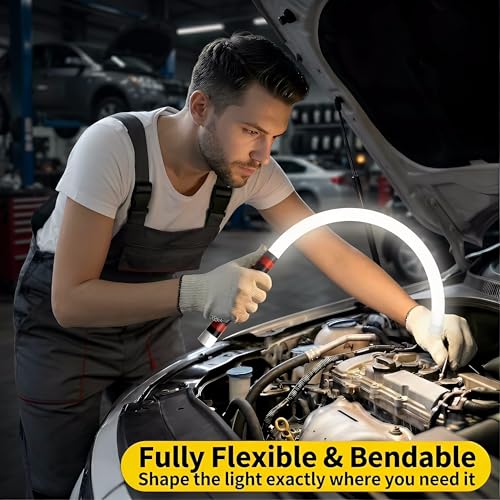 Flexible LED Light Stick 30", Bendable LED Work Light Flashlight Stick, Rechargeable High Lumen with 3 Modes, Flexible Work Light for Car Repair, Inspection, Tight Spaces