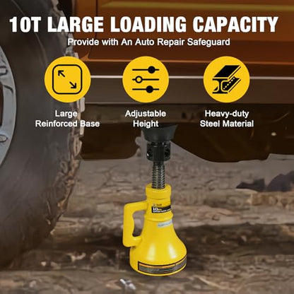 YELLOW JACKET 10 Ton Professional Car Support Screw Jack for House Construction Bridge Stabilization, Yellow (20,000 LBs) - size: 10 TON