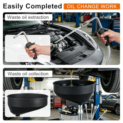 Oil Drain Container, Waste Oil Drain Tank, Black, 18.5 Gallon | Upgraded Design, Pneumatic Oil Drainer, Oil Lift Drain and Extractor, Air Operated Drainer, For Oil Change - color: Black 18.5 Gallon