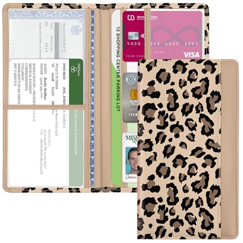 Car Registration and Insurance Holder, with Magnetic Closure for License, Cards and Documents, All Vehicle Needs and Car Accessories (Leopard-Yellow) - color: Leopard-Yellow
