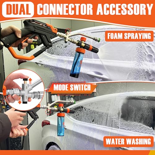 RIDGE WASHER Power Washer Gun Mini Foam Cannon with Dual Connector, 200 ML | No Dilution Required, Stainless Steel Gun for Foam Blaster, 1/4" Quick Connect, 4000 PSI - size: 200 ML