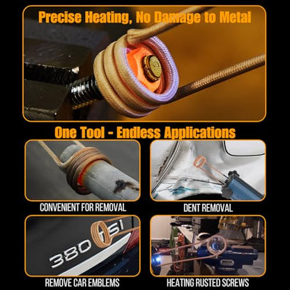 Induction Heater 1200W, Magnetic Heat Tool Kit for Automotive Bolt Removal with 6 Coils and LED Light for Rusted Suspension and Exhaust Repair, Blue - color: Blue
