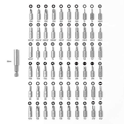 Protorq High Qualiy Security Bit Set, 61-Piece, S2 Steel, Temper Proof Bits, for home electoronics, vehicles, military, aerospace applications - size: 61pc security bit set