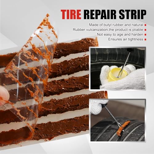 AWELCRAFT 10-Piece Economical Tire Repair Kit – Flat Tire Plug Kit with T-Handle Tools, Storage Case – Fix Punctures Fast, – Ideal for Car, Truck, Motorcycle, ATV - size: 10 Piece Repair Kit