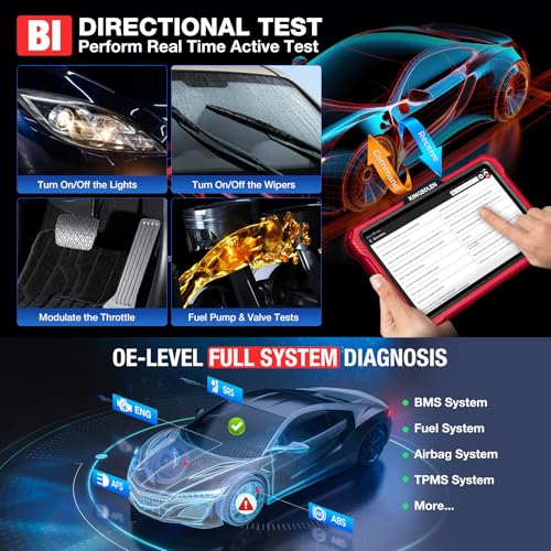 KINGBOLEN K10 Pro Full Systems 10" Car Scanner Topology Map, ECU Function | Bidirectional Scan Tool Bluetooth OBD2 Scanner, 41+ Reset Service, FCA AutoAuth, CANFD & DOIP, 2 Years Update, V.A.G Guided