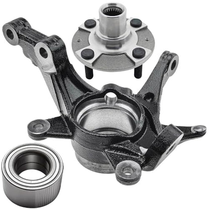 Detroit Axle - 3pc Front Right Knuckle Kit for 2014 2015 2016 2017 Hyundai Accent, Passenger Side Steering Knuckle, Wheel Hub Assembly, Wheel Bearing Replacement - size: 3UW471942/Kit