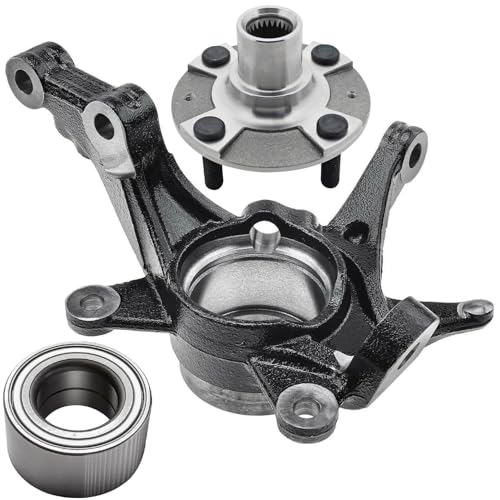 Detroit Axle - 3pc Front Right Knuckle Kit for 2014 2015 2016 2017 Hyundai Accent, Passenger Side Steering Knuckle, Wheel Hub Assembly, Wheel Bearing Replacement - size: 3UW471942/Kit