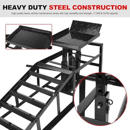 2 Pack 5T 10000lbs Hydraulic Car Ramps Low Profile Car Lift Service Ramps Truck Trailer Garage Lift Height Range 9.8" to 15" Hydraulic Vehicle Ramps Black - size: 2PCS-Black