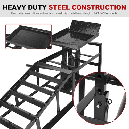 1 Pack 5T 10000lbs Hydraulic Car Ramps Low Profile Car Lift Service Ramps Truck Trailer Garage Lift Height Range 9.8" to 15" Hydraulic Vehicle Ramps Black - size: 1PC-Black