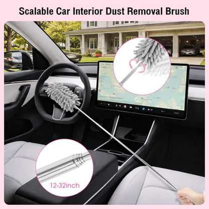 Pink Car Cleaning Kit, 25Pcs Detailing Kit Interior with 4-in-1 Power Handheld Vacuum Cleaner, Detailing Brush Set, 2-in-1 Windshield Cleaner Tool, Car Accessories for Cleaning, Gift for Women