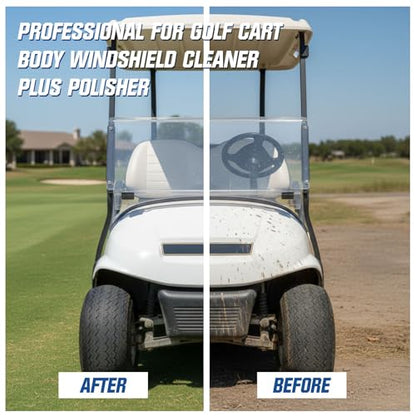 4 Pcs Golf Cart Cleaner Kit, Golf Cart Body Windshield Polish Cleaner with Cleaning Brush Towels, Removes Hard Water Stains, Battery Acid, Grease, Lubricates & Rust Proofs