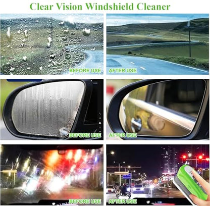 2026 Upgrade Clear Vision Windshield Cleaner with Car Window Cleaner,Automotive Oil Film Cleaning Brush for Car Windows,Clear Vision Glass Cleaner Tool for All Glass Surfaces,Reusable & Streak-Free - color: 2packs