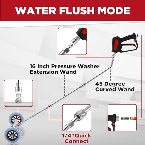 RIDGE WASHER Power Washer Undercarriage Cleaner, Chemical Injector Bottle | 16 Inch Under Car Washer with Straight Extension Wand, 4000 PSI