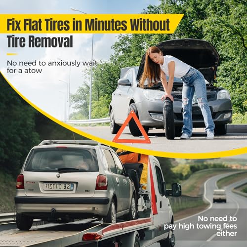 Tire Screw Plug Repair kit, No Tire Removal Needed, Tire Sidewall Repair | Patch Plug Tools & Portable Storage Bag - Quick Flat Tire Repair for Car, Truck, Motorcycle & SUV- 46 Pcs