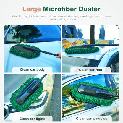 FLORICH Microfiber Car Duster Large Extendable Car Duster Exterior Scratch Free for Cars RV Truck Bike - size: Carduster02