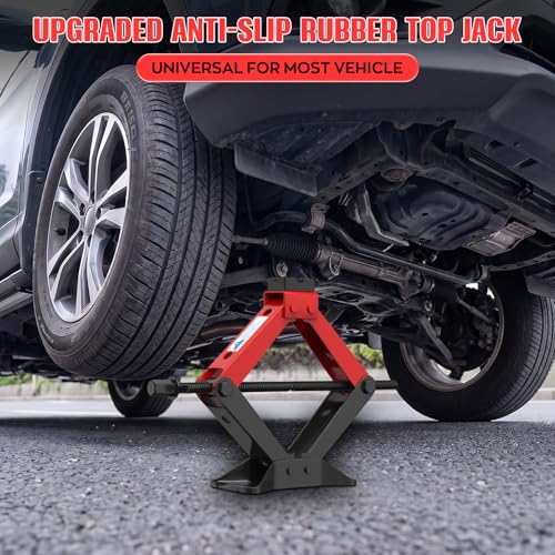Portable Car Jack Kit 3 Ton, Heavy Duty Scissor Jack for Car, Spair Tire Changing kit with Lug Wrench, Emergency Kit for Car SUV MPV