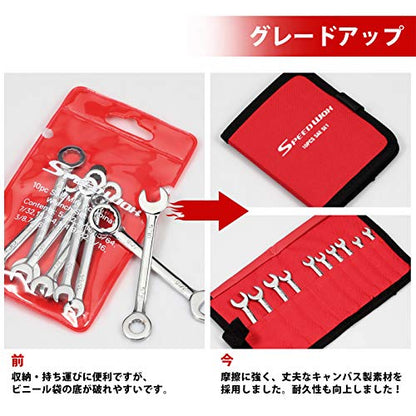 SPEEDWOX 10-Piece Mini Wrench Set, Standard SAE Sizes, High Carbon Steel, Portable Canvas Bag - size: SAE