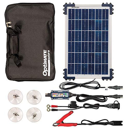 Optimate Solar Duo 10W Travel kit, TM522-D1TK, 6-Step 12V / 12.8V 0.8A Weatherproof Solar Battery Saving Charger & maintainer - style: OptiMate Solar DUO 12V / 12.8V charge controller with 10W Solar Panel (Travel Kit)