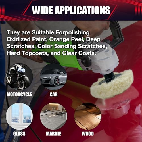 5PCS 3” Wool Polishing Pad,Polishing Pads Cutting Pads Hook Loop Polishing Pad for Car Buffer Polisher Compounding, Polishing and Waxing - size: 5PCS