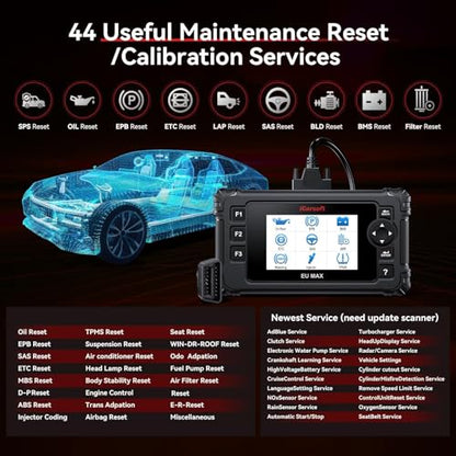 Bidirectional OBD2 Diagnostic Tool for BMW/Mini/Mercedes-Benz/Audi/Porsche/Volkswagen etc,2025 iCarsoft EU MAX Code Reader Scanner, All System, 44 Services - style: For European Cars
