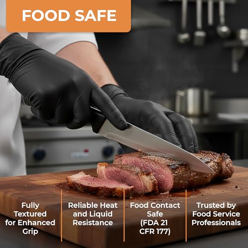 ASAP Nitrile Gloves Disposable Latex Free - 4 Mil Powder Free, Food Safe, Kitchen & Medical - Cleaning & Tattoo Supplies - color: Black, size: Small