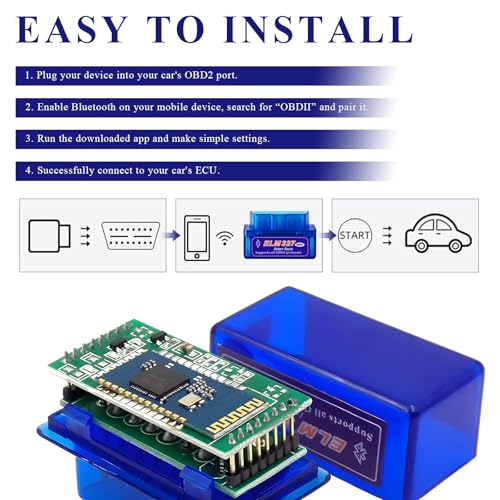 2 PCS ELM327 OBDⅡ Car Auto Diagnostic Scanner, Professional Auto Bluetooth Scan Tool Engine Fault Code Reader, Portable Vehicle Interface Adapter Check Engine Light Code Reader - color: 2 PCS