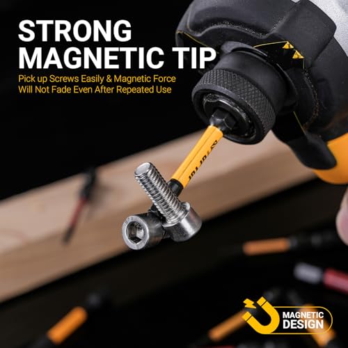 TGFTGF Impact Hex Head Allen Wrench Drill Bit Set, 24PCS, 2-inch (Metric & SAE), Premium S2 Steel 1/4" Hex-Shank Hex Bit Set, CNC Machined Magnetic Screwdriver Bit Set, Storage Box, Automotive Home - color: Yellow/Red, size: 2" 24PCS (Metric&SAE)