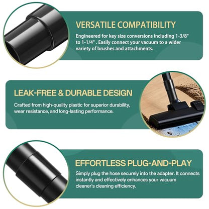 5PCS Universal Vacuum Hose Adapter Kit, Compatible with 1-3/8" to 1-1/4" Hose Port Adapter, Reducers & Connectors, for Vacuum Cleaner - size: 1-3/8" to 1-1/4"