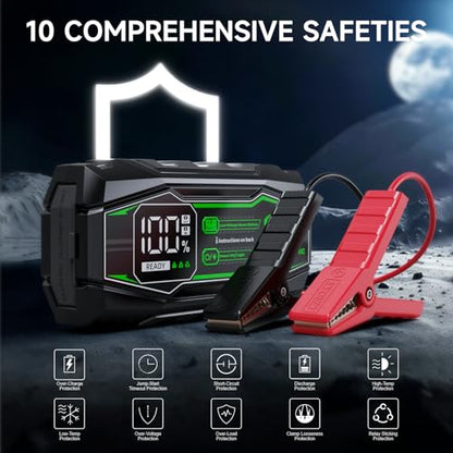 CAROSS Car Battery Jump Starter - 800A Jump Starter for Up to 6.0L Gas and 3.0L Diesel Engines, 12V Portable Jump Box with LED Display - size: 800A