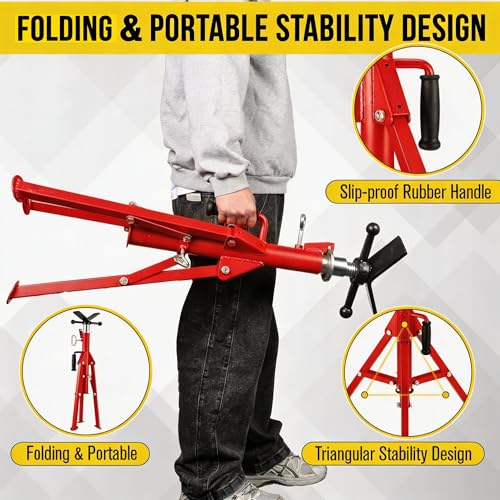 Garvee V Head Tripod Pipe Jack Stand, 1/8"-12" Pipe Support Rest, 2500 LB Heavy Duty Carbon Steel Adjustable 28"-52" Folding Portable Pipe Stand for Welding Pipe | Heavy Duty Carbon Steel Adjustable 28"-52" Folding Portable Pipe Stand for Welding Pipe - c